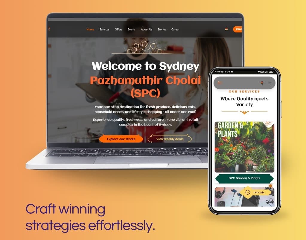 User interface of SPC Bazaar online grocery marketplace on mobile and desktop.